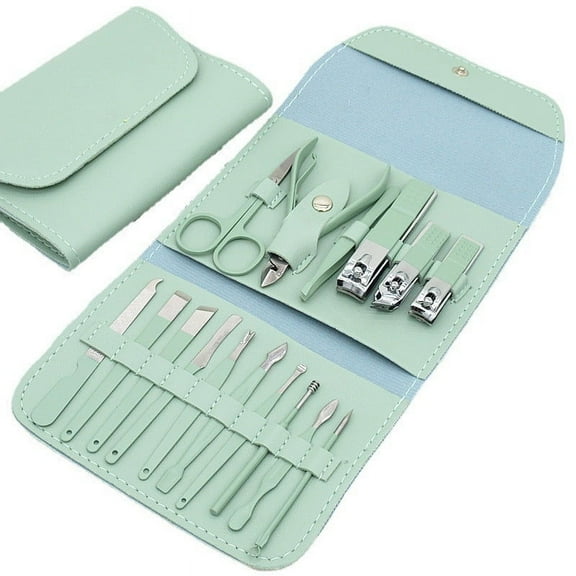 Manicure Set Professional Nail Clippers Pedicure Kit, 16 pcs Stainless Steel Nail Care Tools Grooming Kit with Luxurious Travel Leather Case for Thick Nails Men Women Gift