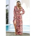 thumbnail image 5 of Women'S Boho Maxi Dress V Neck Puff Long Sleeve Ruffle A-Line Split Swing Chiffon Dresses, 5 of 8