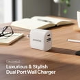 thumbnail image 2 of Powertek 20W USB-C PD + USB-A Dual Port Wall Charger, Carbon Design, White, 2 of 7