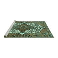 thumbnail image 2 of Ahgly Company Machine Washable Indoor Square Persian Turquoise Blue Traditional Area Rugs, 5' Square, 2 of 4