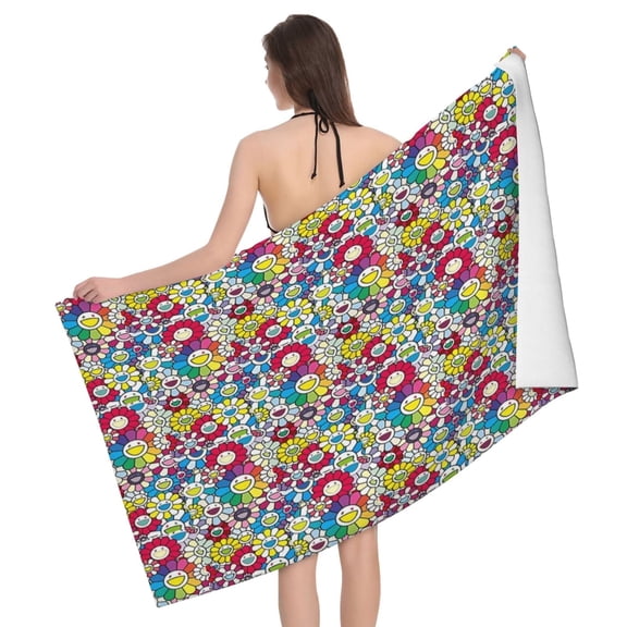 Takashi Murakami Bath Towel Washcloths Beach Towel Quick Dry Towel Microfiber Absorbent Bath Towel 32x52 In