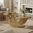 thumbnail image 3 of Tribesigns Round Coffee Table, 2-Tier Farmhouse Coffee Table with U-Shaped Frame for Home, Apartment, Natural, 3 of 7
