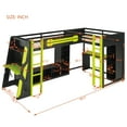 thumbnail image 3 of Harper & Bright Designs L-Shaped Gaming Loft Bed with Desks, Double Twin Loft Beds with LED Lights, USB Ports, Storage Bookshelves, Wood Corner Loft Bed for 2, Green, 3 of 18