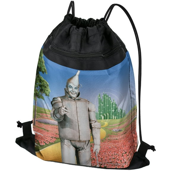 Wizard of Oz Tin Man Character Drawstring Backpack Sports Bag Sackpack 17" x 13", Perfect for Gym, Yoga or Practice