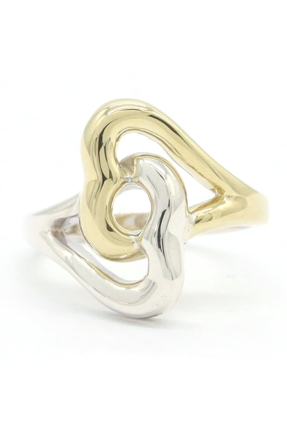 Pre-Owned Tiffany & Co. Double Heart Ring, Sterling Silver 925/750/Yellow Gold Combination,...