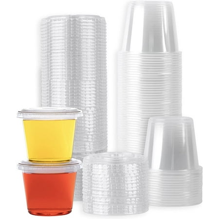 

Galashield [50 Sets - 5.5 oz.] Jello Shot Cups Condiment Containers with Lids Sauce Cups Portion Cups Dressing Container Small Plastic Containers with Lids