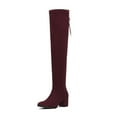 thumbnail image 1 of DREAM PAIRS Women's Over The Knee Thigh High Chunky Heel Boots Long Stretch Sexy Fall Boots LAURENCE BURGUNDY Size 7, 1 of 2