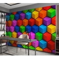 thumbnail image 3 of Tiptophomedecor Abstract Wallpaper Wall Mural - Colorful Geometric Boxes, 3 of 7