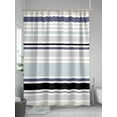 thumbnail image 5 of Fsddascl Aqua Stripe Shower Curtain Set - Long 72" x 84" Washable Bathtub Curtain with 12 Hooks, Modern Abstract Art Black Striped Rustic Waterproof Fabric Stall Shower Curtains for Bathroom/Bathtub, 5 of 6