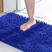 Royal Blue Chenille Bathroom Carpet, Absorbent Bathroom Mat, Soft Comfortable Furry Durable Thickened, Machine Washable Reusable, Living Room Bathroom Floor Mat, 40×60cm,forLiving Room Bathroom
