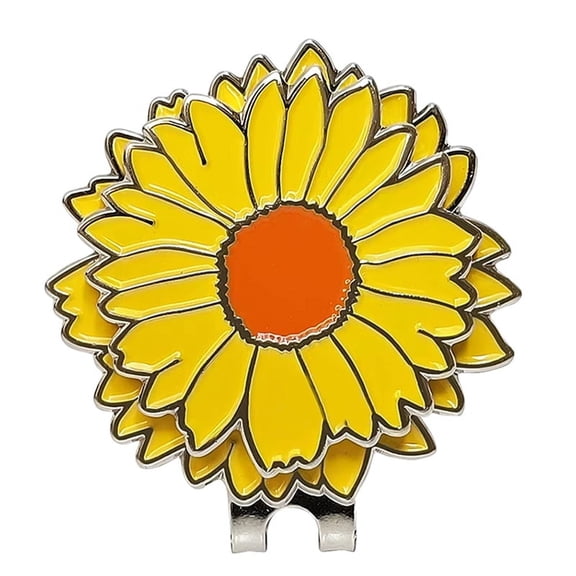 Removable Yellow Flower Pattern Golf Cap Clip with Small Flower Magnetic Marker for Women Gift Golf Accessories Yellow