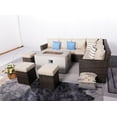 thumbnail image 5 of 8-Piece Outdoor Furniture Set with Fire Pit Table PE Wicker Brown Rattan Sectional Sofa Patio Conversation Set, 5 of 7