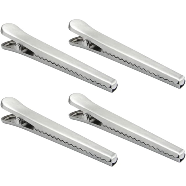4 Piezas (Plata) Clips para Bolsas de Alimentos Abrazaderas de Sellado de Alimentos de Acero Inoxidable Sellador de Bolsas de Merienda Mate Accesorios de Cocina para Bolsa de Alimentos con Chips