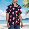 thumbnail image 2 of Lsque Cartoon Donut Planets pattern Hawaiian Shirt for Men, Unisex Summer Beach Casual Short Sleeve Button Down Shirts-Small, 2 of 9