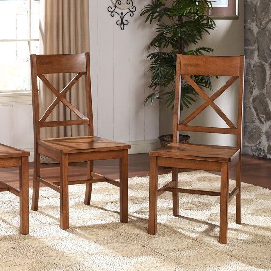 Montville 2Piece Solid Wood X Back Dining Chairs Antique Brown