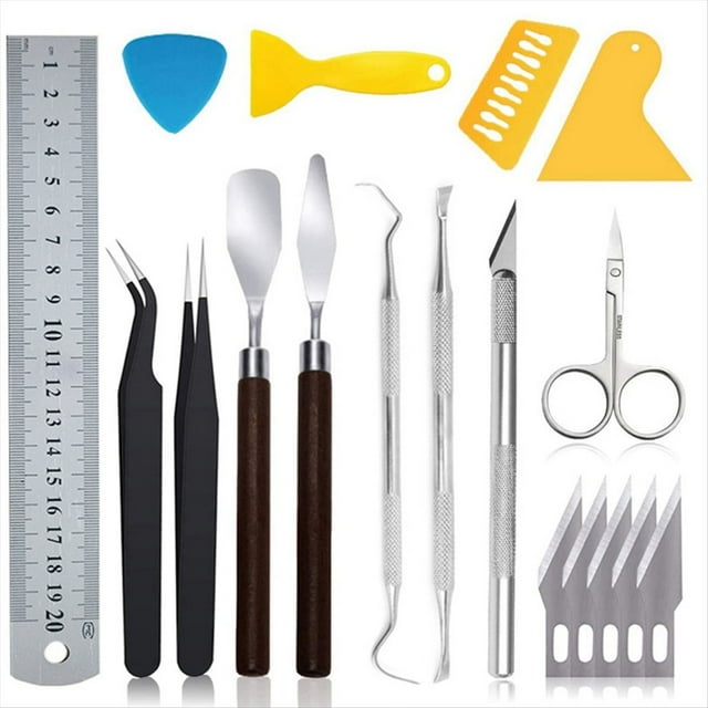 Juego de Herramientas Básicas de Deshierbe de Vinilo para Manualidades, 18 Piezas, Kit de Tallado de Punzón y Costura DIY, Herramienta de Letras y Camafeos de Silueta