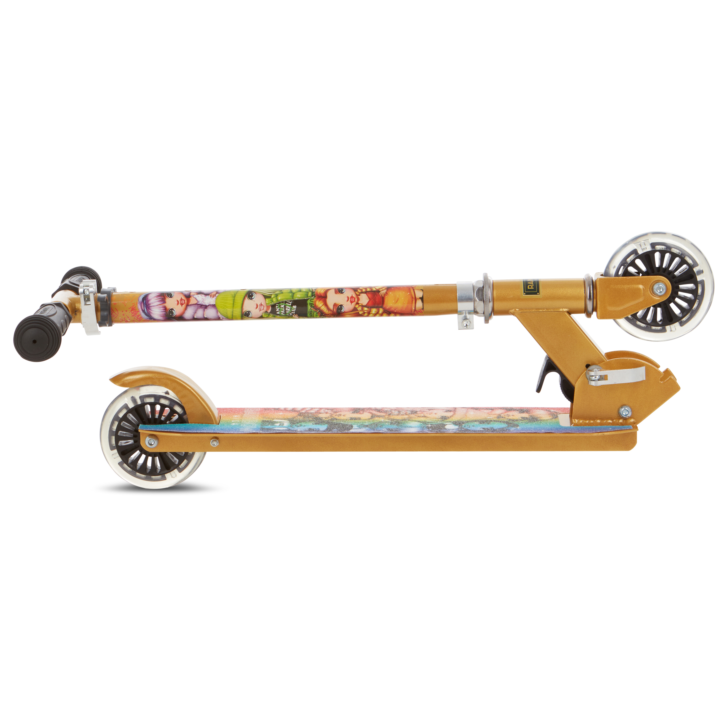 Rainbow High Licensed 2 Wheel Kick Scooter with Light-up Wheels and Rear Break for Kids