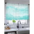 thumbnail image 5 of Sheer Curtains 45 Inch Length 2 Panels Set for Kitchen, Aqua Ombre Mountain Semi Sheer Curtains for Windows, Nature Abstract Art Marble Gradient Voile Window Treatments Rod Pocket Curtain, 5 of 7