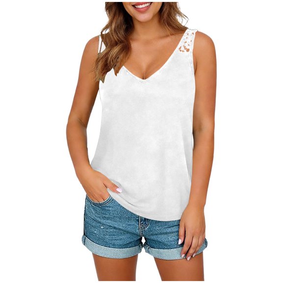 Enridrech Womens Casual Fashion Tanks Summer Comfort Breathable Sleeveless Tops Going out Solid Color Top for Women