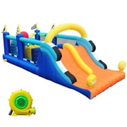 KloKick Kids Inflatable Playhouse – Backyard Obstacle Course with Water Slide & Safety Features