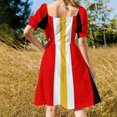 thumbnail image 3 of Retro American Football Stripes Kansas rojo blanco amarillo vestido de manga corta traje de festival ropa de verano para mujer 2025, 3 of 6