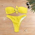 thumbnail image 2 of DHFJKG Two Piece Bikini Swimsuit For Women Strapless High Waist Bathing Suit With Thong Bottom Solid Color Casual Beachwear, 2 of 3