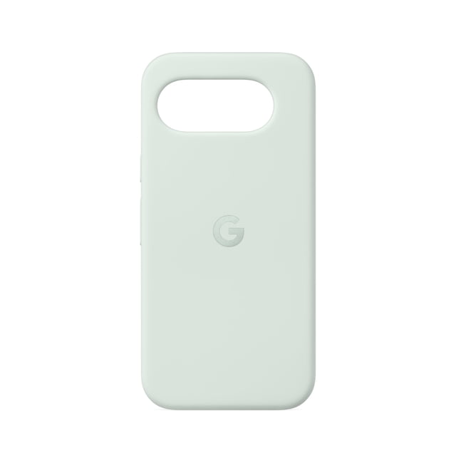 funda de silicona resistente a manchas para google pixel 10a, color niebla Vista trasera centrada de una funda delgada para Google Pixel 10a en color niebla; recorte horizontal para cámara, acabado mate liso de silicona resistente a manchas y logo 'G' en relieve en el centro, bordes redondeados y botones cubiertos sobre fondo blanco. También adecuada como funda ligera para transporte diario.