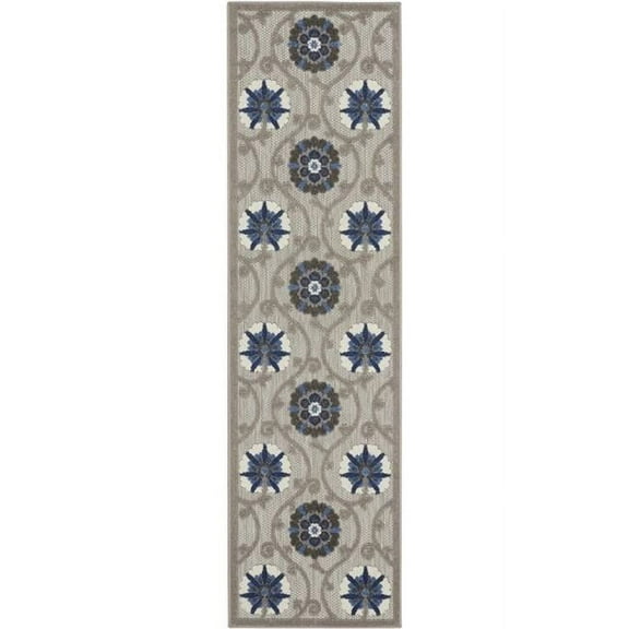 2 x 10 ft. Indoor & Outdoor Runner Rug, Gray & Blue