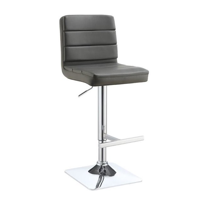 Bowery Hill Tabouret de Bar Réglable en Faux Cuir Gris et Chrome