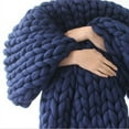 thumbnail image 2 of 47" x 59" Hand Chunky Knit Blanket, Thick Yarn Bulky Bed Spread Throw Soft & Warm Blanket, Blankets and Throws for Sofa Large Throw Blanket, 2 of 3