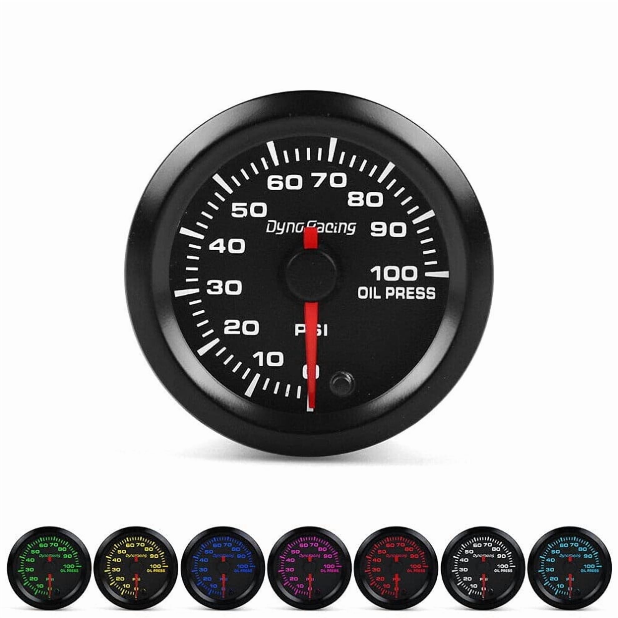 2" 52mm Universal Car 7 Colors LED PSI Oil Pressure Gauge Meter Sensor for 4/6/8 Cylinder Engine 12V Gasoline Cars Vehicles
