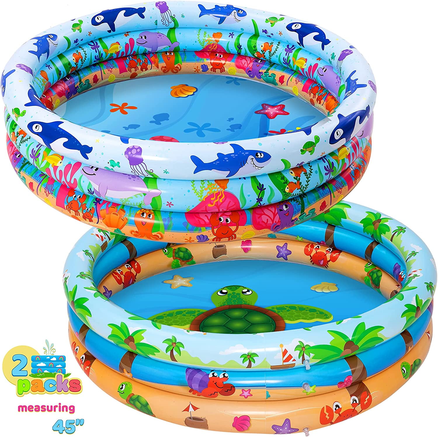 JOYIN Ocean Pattern Inflatable Kiddie Swimming Pool Giant-Size Swim Center for Summer Fun Outdoor Kids/Family Activity 