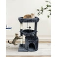 thumbnail image 6 of ANHXN Small Leopard Print Cat Tree for Indoor Cats, Cat Tower with Scratching Post, Modern Cat House with Padded Perch, Kittens Condo with Cradle, 6 of 14