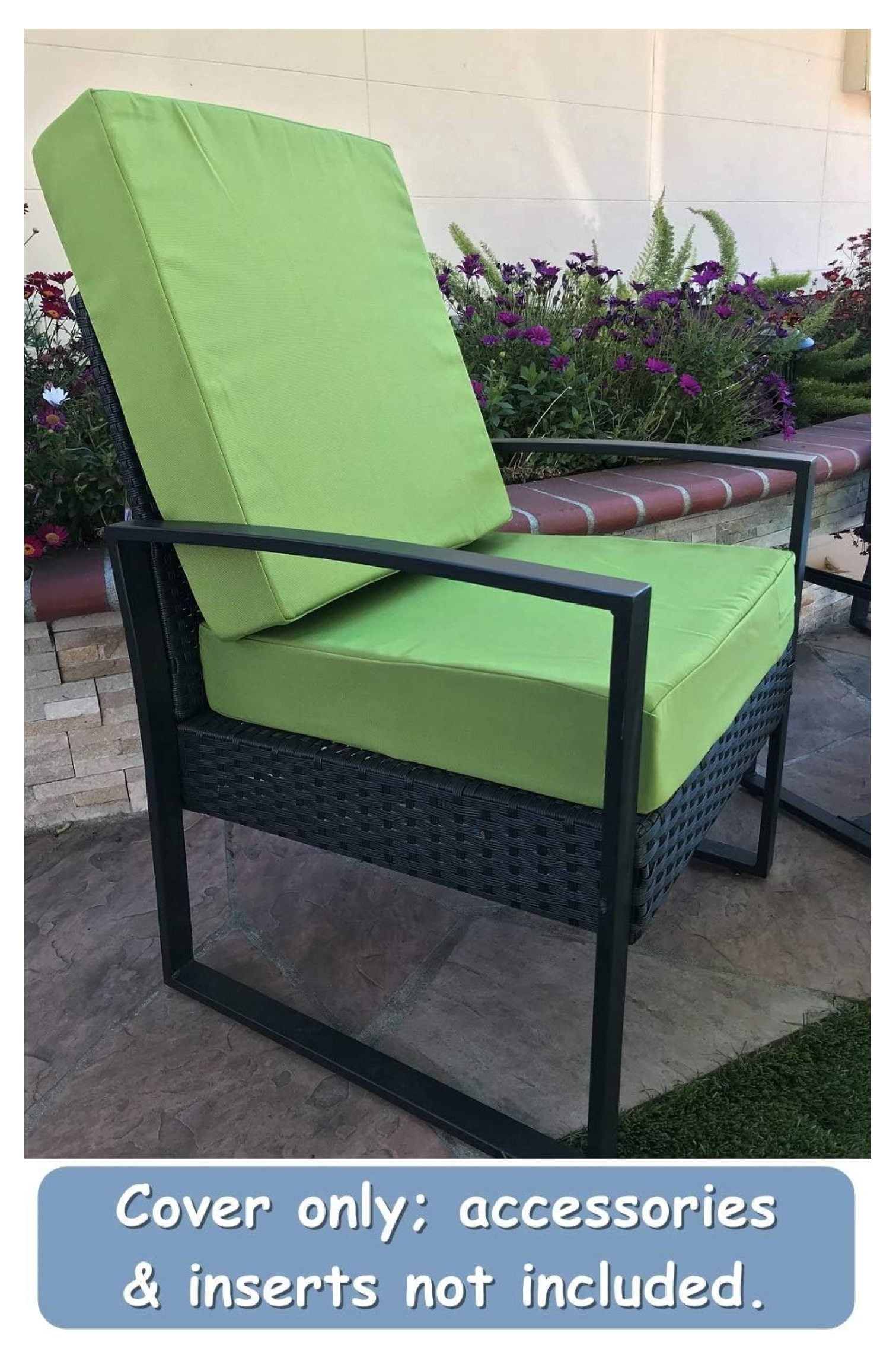 Indoor Outdoor Water High UV Resistant Patio Chair Cushion Cover (Pistachio Green, 20"x18"x4" (2 Covers))