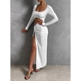 thumbnail image 2 of Long Sleeve Sexy Square Neck Waist-Exposing Slit Dress, 2 of 6