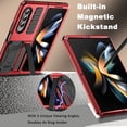 thumbnail image 4 of Compatible Samsung Galaxy Z Fold 4 Metal Case with Hinge Protection,3 Layers Full Body Shockproof Dustproof Aluminium Silicone Mens Case for Samsung Galaxy Z Fold 4 Phone Case with Kickstand Red, 4 of 14