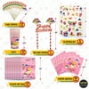 196 Pcs Pink Baby Shark Party Supplies Set Tableware Kit Birthday Decorations Balloons Tattoo Sticker