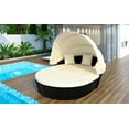 thumbnail image 3 of Family Set Outdoor rattan daybed sunbed with Canopy Wicker Furniture, Round Outdoor Sectional Sofa Set, black Wicker Furniture Clamshell Seating with Washable Cushions, 3 of 9