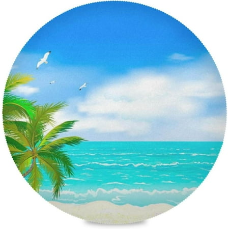

Hyjoy Tropical Beach with Palm Leave Round Placemats for Dining Table Non-Slip Heat-Resistant Polyester Table Mats Set of 6 Washable Table Mats for Kitchen Dining Table Decoration (884)
