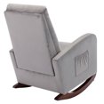thumbnail image 4 of Rocking Chair Nursery , Velvet  Glider Rocker with Rubber Wood Legs and Side Storage Bag, Accent Armchair for Living Room, Reading Room, Bedroom, Grey, 4 of 8