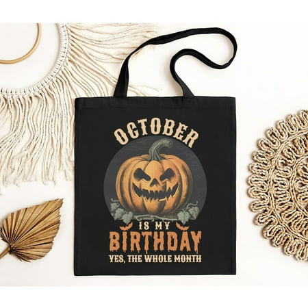 vintage The soft  cool t-Bag  t-Bags absorb sweat  October Is My Birthday Yes The Whole Month Pumpkin Halloween Short-Sleeve Tote Bag-TH9831