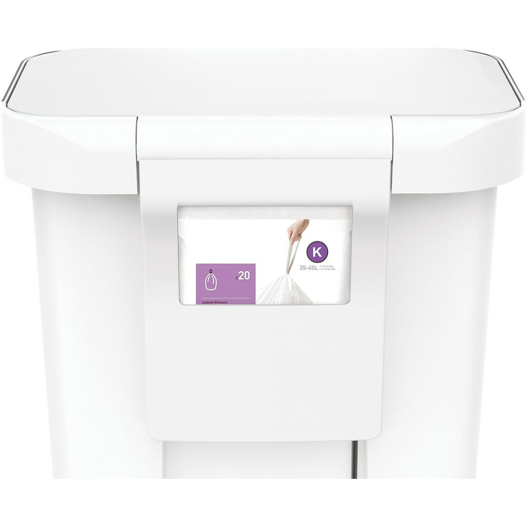 Simplehuman 45l Rectangular Step Trash Can With Liner Pocket White