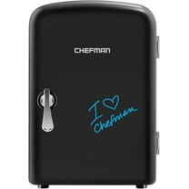 Chefman Portable 4L Mini Fridge w/ Dry Erase Door, Heating and Cooling - Black, New