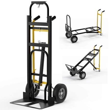 Costway 3-in-1 Convertible Hand Truck with 4 Rubber Wheels 1000 lbs Max Load Capacity