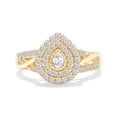thumbnail image 2 of 3/5 Carat Pear & Round Cut Lab Created Moissanite Diamond Mini Double Halo Wedding Engagement Ring for Womens in 14k Yellow Gold Over Sterling Silver (0.60 Cttw,VVS1 Clarity)-9.5, 2 of 6
