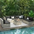 thumbnail image 7 of UDPATIO 9 Pieces Outdoor Patio Furniture Set with 44" Fire Pit Table, Outdoor Wicker Patio Conversation Set with Cushions for Backyard, Porch, Garden(Black), 7 of 7
