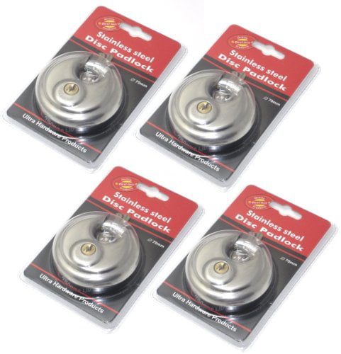 70mm Round Disc Pad Lock Lot of 3 Stainless Steel Shrouded Shackle 2 ¾” 