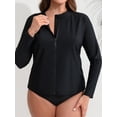 thumbnail image 2 of Charmo Womens Plus Size Long Sleeve Rash Guard Top Zipper Sufing Swim Shirts UPF 50+ Swimsuit Tops, 2 of 7