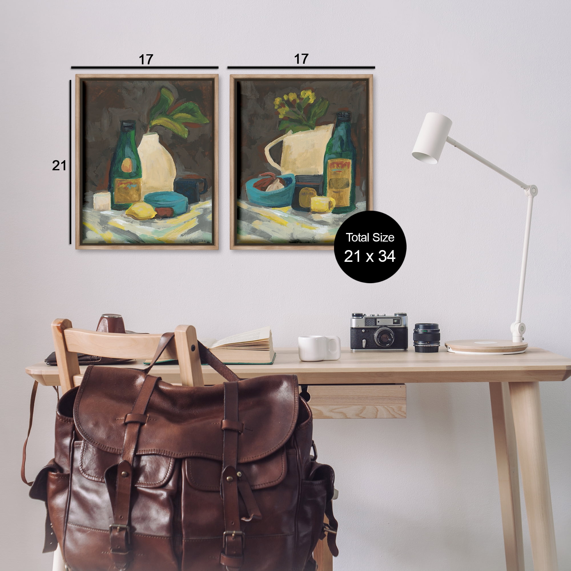 Stupell Industries Mixed Sundries Still Life Food & Beverage Painting Brown Floater Framed Canvas Art Print Wall Art, 17 x 21, Set of 2