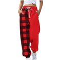 thumbnail image 2 of Puntoco Leggings Con Cordón Estampados A Cuadros No Posicionados A La Moda Para Mujer, Pantalones Deportivos, Rojo, Xxl, 2 of 5